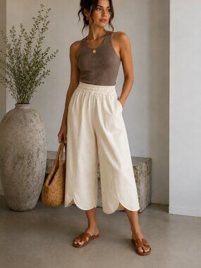Once Upon A Time Cream Balloon Leg Pull-On Pants | Elastic Waist | Avant-Garde